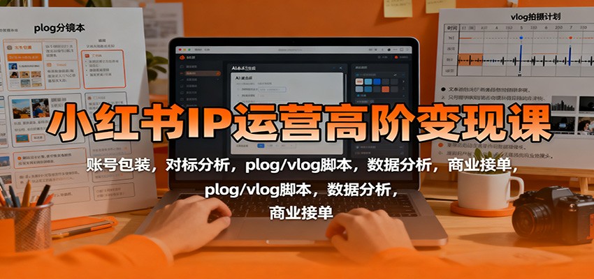 小红书IP运营高阶变现课：账号包装，对标分析，plog/vlog脚本，数据分析，商业接单凯哥轻创网-轻创网-创业网-网创项目资源站-副业项目-创业项目-搞钱项目凯哥轻创网