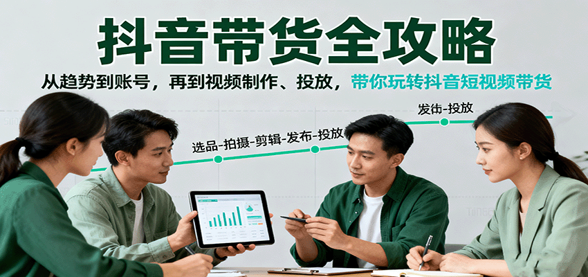 抖音带货全攻略：从趋势到账号，再到视频制作、投放，带你玩转抖音短视频带货凯哥轻创网-轻创网-创业网-网创项目资源站-副业项目-创业项目-搞钱项目凯哥轻创网