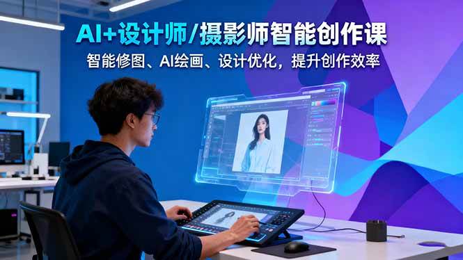 AI+设计师/摄影师智能创作课：智能修图、AI绘画、设计优化，提升创作效率凯哥轻创网-轻创网-创业网-网创项目资源站-副业项目-创业项目-搞钱项目凯哥轻创网