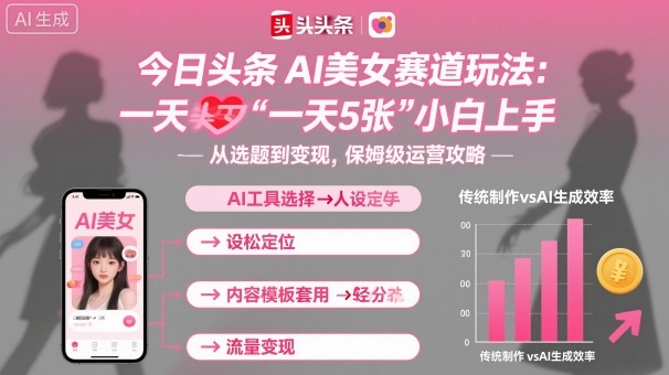 今日头条AI美女赛道玩法，一天轻松5张，小白轻松上手凯哥轻创网-轻创网-创业网-网创项目资源站-副业项目-创业项目-搞钱项目凯哥轻创网