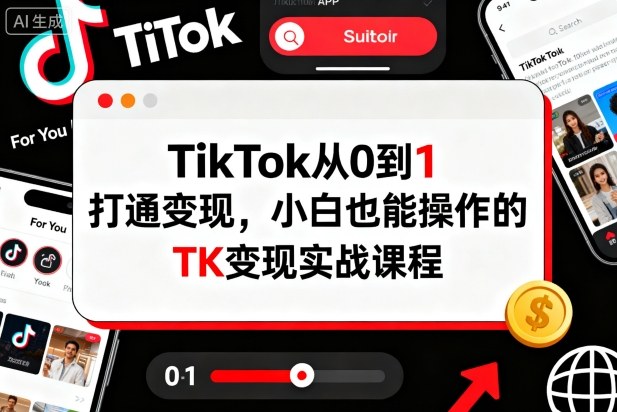 TikTok从0到1打通变现，小白也能操作的TK变现实战课程凯哥轻创网-轻创网-创业网-网创项目资源站-副业项目-创业项目-搞钱项目凯哥轻创网