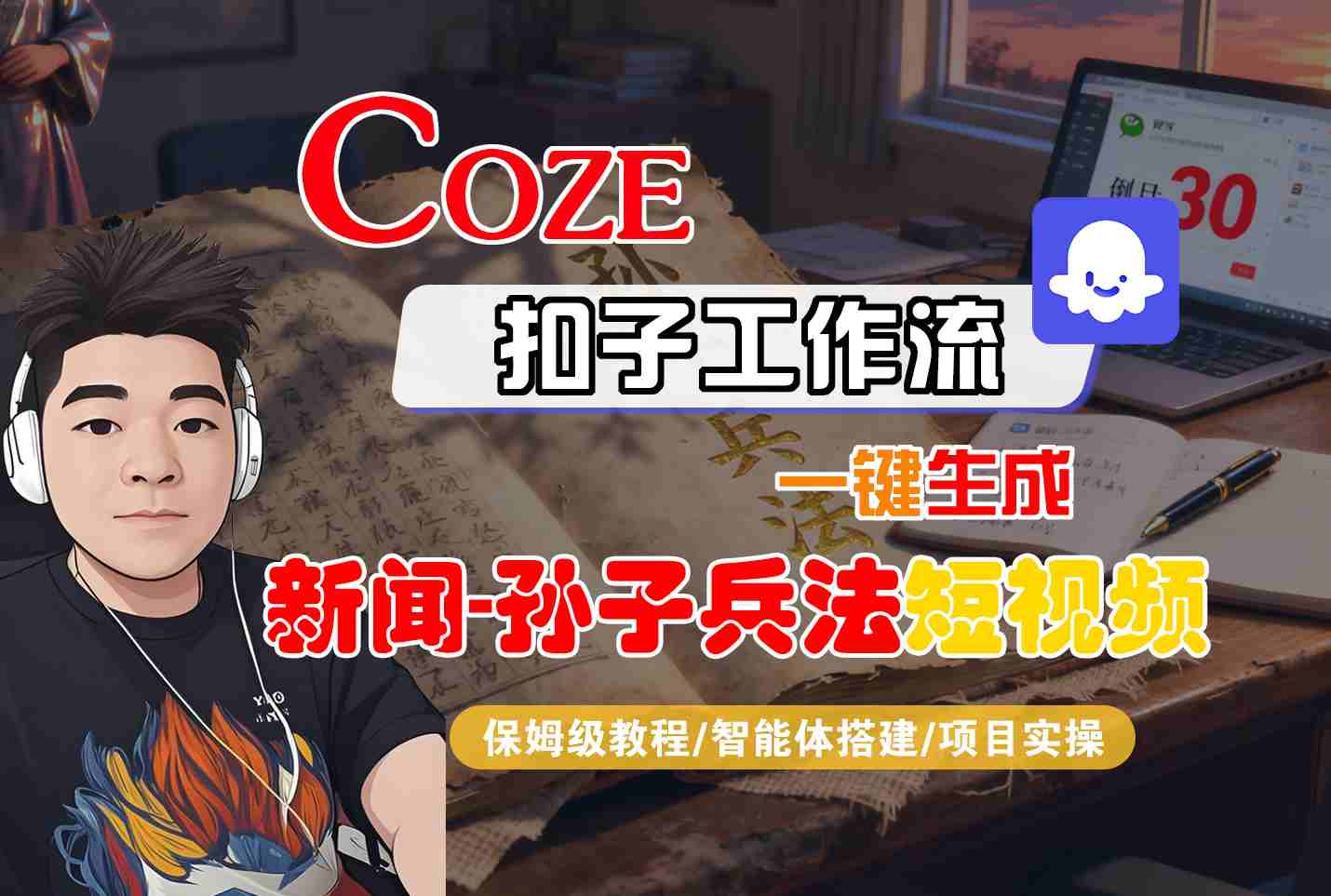 Coze扣子智能体工作流一键生成“新闻-孙子兵法“短视频，全流程保姆级教学凯哥轻创网-轻创网-创业网-网创项目资源站-副业项目-创业项目-搞钱项目凯哥轻创网