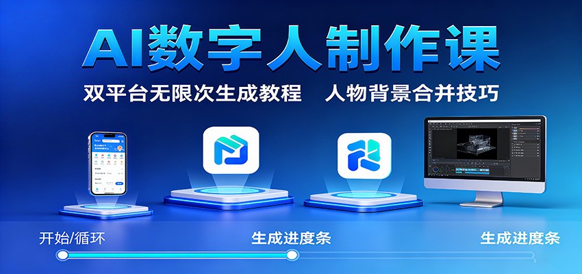 AI数字人制作课：双平台无限次生成教程，人物背景合并技巧凯哥轻创网-轻创网-创业网-网创项目资源站-副业项目-创业项目-搞钱项目凯哥轻创网