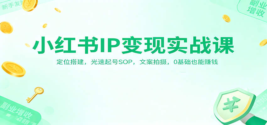小红书IP变现实战课：定位搭建，光速起号SOP，文案拍摄，0基础也能赚钱凯哥轻创网-轻创网-创业网-网创项目资源站-副业项目-创业项目-搞钱项目凯哥轻创网