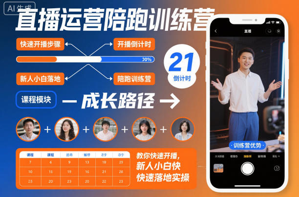 直播运营陪跑训练营，教你快速开播，新人小白快速落地实操凯哥轻创网-轻创网-创业网-网创项目资源站-副业项目-创业项目-搞钱项目凯哥轻创网