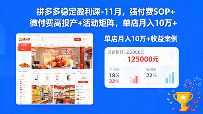 （16557期）拼多多稳定盈利课-11月，强付费SOP+微付费高投产+活动矩阵，单店月入10w+凯哥轻创网-轻创网-创业网-网创项目资源站-副业项目-创业项目-搞钱项目凯哥轻创网