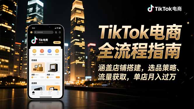 （16524期）TikTok电商全流程指南，涵盖店铺搭建、选品策略、流量获取，单店月入过万凯哥轻创网-轻创网-创业网-网创项目资源站-副业项目-创业项目-搞钱项目凯哥轻创网