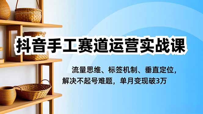 （16667期）抖音手工赛道运营实战课，流量思维、标签机制、垂直定位，解决不起号难题，单月变现破3万凯哥轻创网-轻创网-创业网-网创项目资源站-副业项目-创业项目-搞钱项目凯哥轻创网