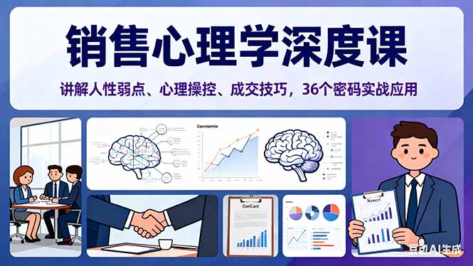 （16456期）销售心理学深度课，讲解人性弱点、心理操控、成交技巧，36个密码实战应用凯哥轻创网-轻创网-创业网-网创项目资源站-副业项目-创业项目-搞钱项目凯哥轻创网