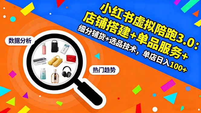 （16451期）小红书虚拟陪跑3.0：店铺搭建+单品服务+细分铺货+选品技术，单店日入100+凯哥轻创网-轻创网-创业网-网创项目资源站-副业项目-创业项目-搞钱项目凯哥轻创网