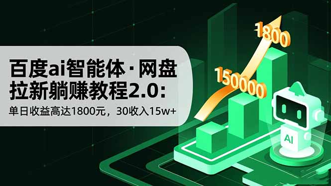 （16565期）百度ai智能体·网盘拉新躺赚教程2.0：单日收益高达1800元，30收入15w+凯哥轻创网-轻创网-创业网-网创项目资源站-副业项目-创业项目-搞钱项目凯哥轻创网
