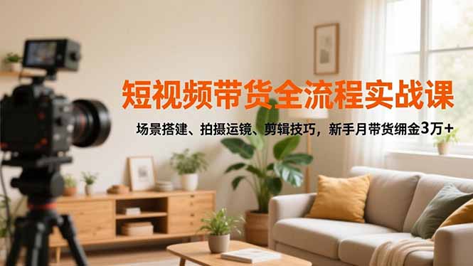 （16679期）短视频带货全流程实战课，场景搭建、拍摄运镜、剪辑技巧，新手月带货佣金3万+凯哥轻创网-轻创网-创业网-网创项目资源站-副业项目-创业项目-搞钱项目凯哥轻创网