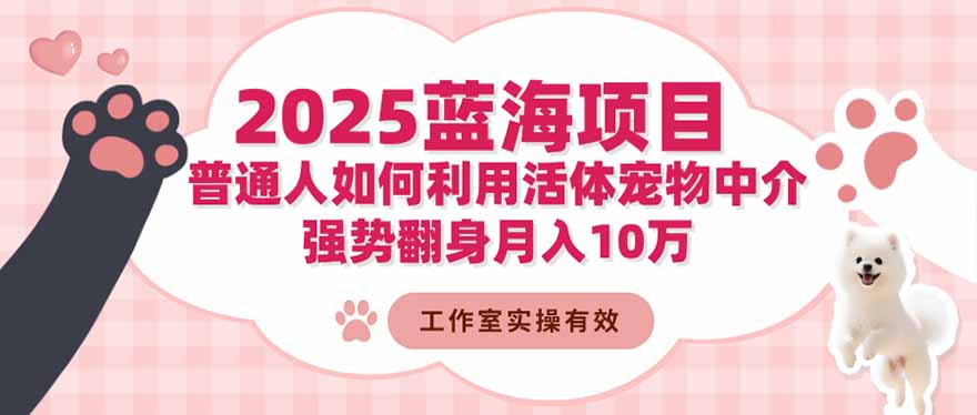 （16489期）2025蓝海项目：普通人如何利用活体宠物中介，强势翻身月入10万凯哥轻创网-轻创网-创业网-网创项目资源站-副业项目-创业项目-搞钱项目凯哥轻创网