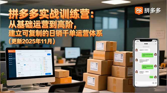 （16700期）拼多多实战训练营：从基础运营到高阶，建立可复制的日销千单运营体系（更新11月）凯哥轻创网-轻创网-创业网-网创项目资源站-副业项目-创业项目-搞钱项目凯哥轻创网