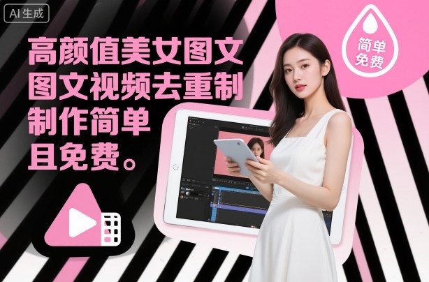 高颜值美女图文视频去重制作教学，制作简单且免费凯哥轻创网-轻创网-创业网-网创项目资源站-副业项目-创业项目-搞钱项目凯哥轻创网