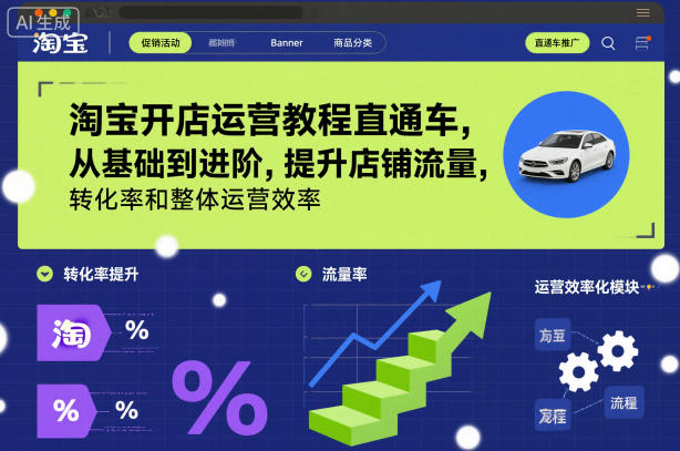 淘宝开店运营教程直通车，从基础到进阶，提升店铺流量，转化率和整体运营效率（更新11月）凯哥轻创网-轻创网-创业网-网创项目资源站-副业项目-创业项目-搞钱项目凯哥轻创网