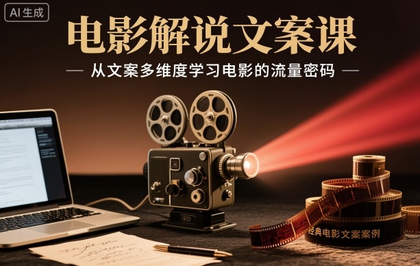 电影解说文案课，从文案多维度学习电影的流量密码凯哥轻创网-轻创网-创业网-网创项目资源站-副业项目-创业项目-搞钱项目凯哥轻创网