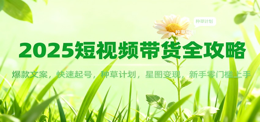 2025短视频带货全攻略：爆款文案，快速起号，种草计划，星图变现，新手零门槛上手凯哥轻创网-轻创网-创业网-网创项目资源站-副业项目-创业项目-搞钱项目凯哥轻创网