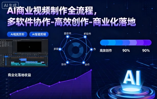 AI商业视频制作全流程，多软件协作-高效创作-商业化落地凯哥轻创网-轻创网-创业网-网创项目资源站-副业项目-创业项目-搞钱项目凯哥轻创网