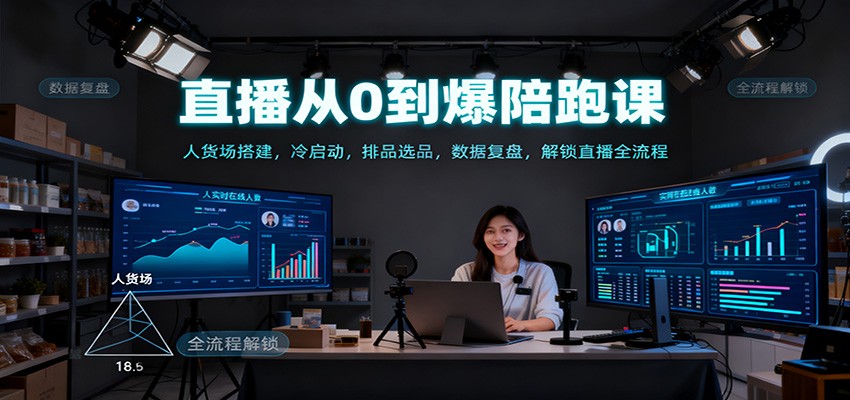 直播从0到爆陪跑课：人货场搭建，冷启动，排品选品，数据复盘，解锁直播全流程凯哥轻创网-轻创网-创业网-网创项目资源站-副业项目-创业项目-搞钱项目凯哥轻创网