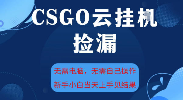 CSGO云挂G全自动捡漏，最新独家玩法，无需电脑操作，新手小白日入5张+【揭秘】凯哥轻创网-轻创网-创业网-网创项目资源站-副业项目-创业项目-搞钱项目凯哥轻创网