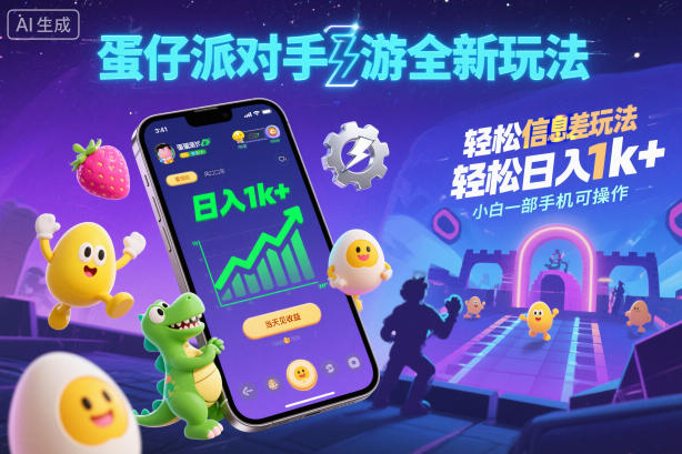 蛋仔派对手游全新玩法，轻松日入1k+，风口信息差玩法，当天见收益，小白一部手机可操作凯哥轻创网-轻创网-创业网-网创项目资源站-副业项目-创业项目-搞钱项目凯哥轻创网