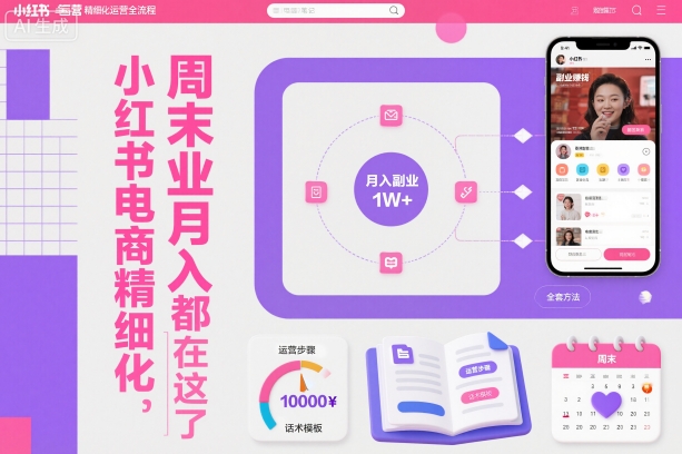 小红书电商精细化运营全流程，周末副业月入1W+，全套方法都在这了凯哥轻创网-轻创网-创业网-网创项目资源站-副业项目-创业项目-搞钱项目凯哥轻创网