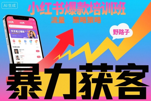 小红书爆款培训班，小红书获客野路子流量打法，暴力持续获客凯哥轻创网-轻创网-创业网-网创项目资源站-副业项目-创业项目-搞钱项目凯哥轻创网