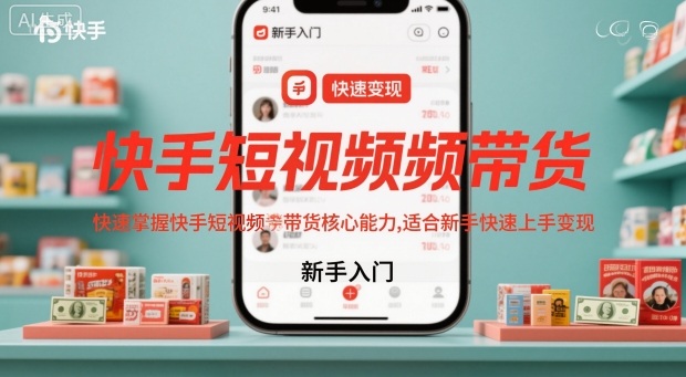 快手短视频带货，快速掌握快手短视频带货核心能力，适合新手快速上手变现凯哥轻创网-轻创网-创业网-网创项目资源站-副业项目-创业项目-搞钱项目凯哥轻创网