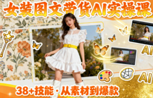 女装图文带货的AI实操课，覆盖38个实用技能，快速提升素材制作效率凯哥轻创网-轻创网-创业网-网创项目资源站-副业项目-创业项目-搞钱项目凯哥轻创网