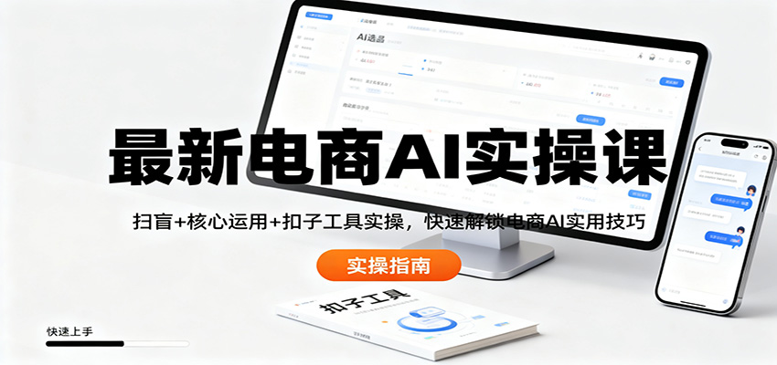 最新电商AI实操课：扫盲+核心运用+扣子工具实操，快速解锁电商AI实用技巧凯哥轻创网-轻创网-创业网-网创项目资源站-副业项目-创业项目-搞钱项目凯哥轻创网