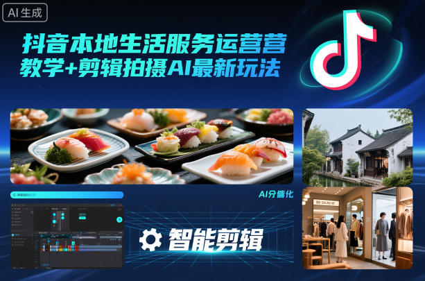 抖音本地生活服务运营教学+剪辑拍摄AI最新玩法凯哥轻创网-轻创网-创业网-网创项目资源站-副业项目-创业项目-搞钱项目凯哥轻创网