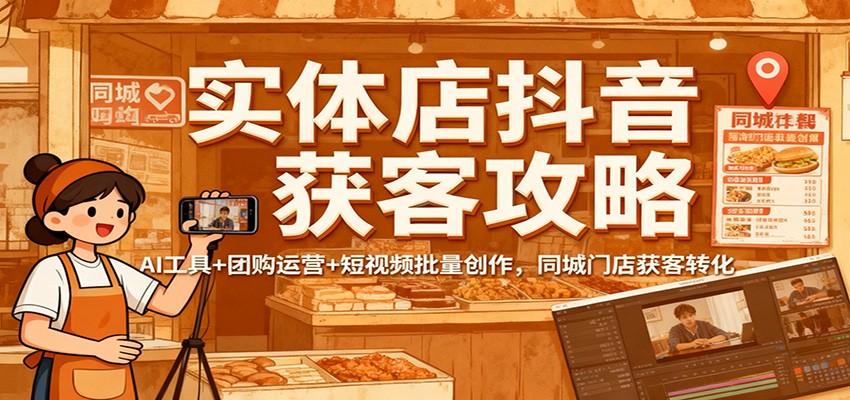 实体店抖音获客攻略：AI工具+团购运营+短视频批量创作，同城门店获客转化凯哥轻创网-轻创网-创业网-网创项目资源站-副业项目-创业项目-搞钱项目凯哥轻创网