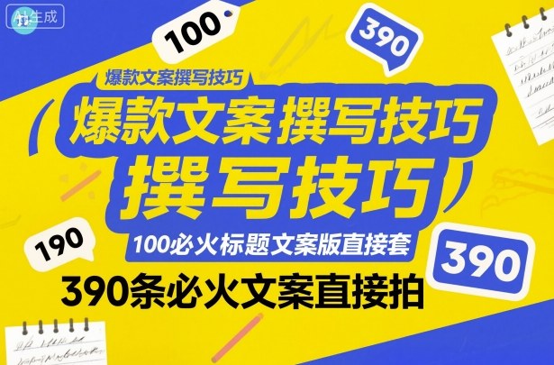 爆款文案撰写技巧，100个必火标题文案模版直接套，390条必火文案直接拍凯哥轻创网-轻创网-创业网-网创项目资源站-副业项目-创业项目-搞钱项目凯哥轻创网