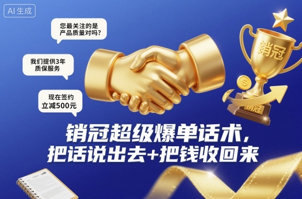 销冠超级爆单话术，把话说出去+把钱收回来凯哥轻创网-轻创网-创业网-网创项目资源站-副业项目-创业项目-搞钱项目凯哥轻创网