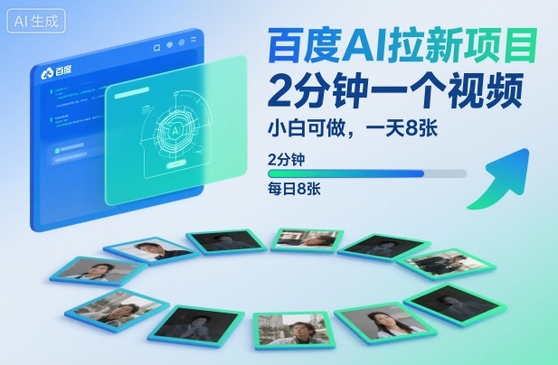 百度AI拉新项目，2分钟一个视频，小白可做，一天8张【附案例+保姆级教程】凯哥轻创网-轻创网-创业网-网创项目资源站-副业项目-创业项目-搞钱项目凯哥轻创网