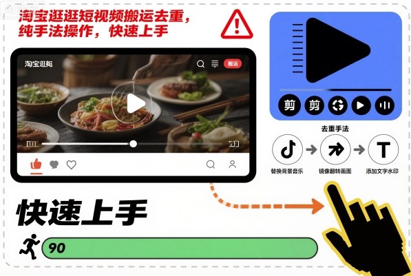 淘宝逛逛短视频搬运去重，纯手法操作，快速上手凯哥轻创网-轻创网-创业网-网创项目资源站-副业项目-创业项目-搞钱项目凯哥轻创网