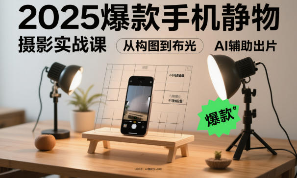 2025爆款手机静物摄影实战课，从构图到布光，不用贵设备，AI辅助出片凯哥轻创网-轻创网-创业网-网创项目资源站-副业项目-创业项目-搞钱项目凯哥轻创网