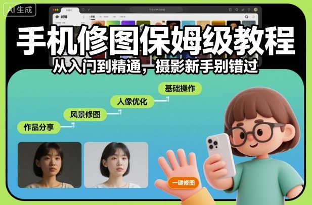 手机修图保姆级教程，从入门到精通，摄影新手别错过凯哥轻创网-轻创网-创业网-网创项目资源站-副业项目-创业项目-搞钱项目凯哥轻创网