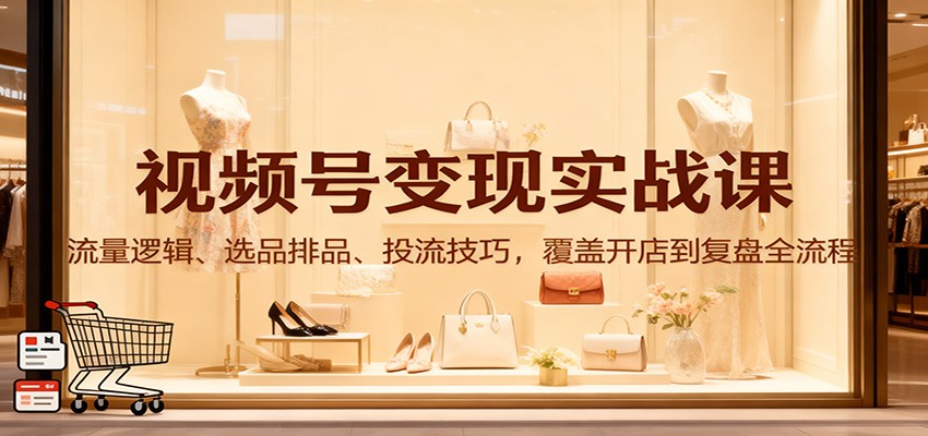 视频号变现实战课：流量逻辑、选品排品、投流技巧，覆盖开店到复盘全流程凯哥轻创网-轻创网-创业网-网创项目资源站-副业项目-创业项目-搞钱项目凯哥轻创网
