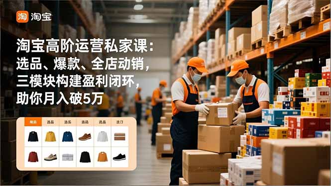 （16934期）淘宝高阶运营私家课：选品、爆款、全店动销，三模块构建盈利闭环，助你月入破5万（更新12月）凯哥轻创网-轻创网-创业网-网创项目资源站-副业项目-创业项目-搞钱项目凯哥轻创网