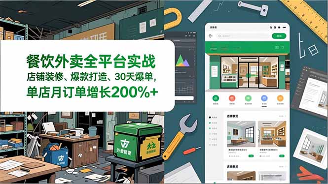 （16978期）餐饮外卖全平台实战，店铺装修、爆款打造、30天爆单，手把手教学，单店月订单增长200%+凯哥轻创网-轻创网-创业网-网创项目资源站-副业项目-创业项目-搞钱项目凯哥轻创网
