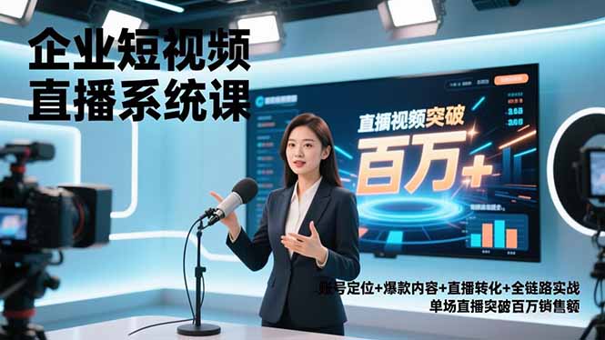 （16878期）企业短视频直播系统课，账号定位+爆款内容+直播转化+全链路实战，单场直播突破百万销售额凯哥轻创网-轻创网-创业网-网创项目资源站-副业项目-创业项目-搞钱项目凯哥轻创网