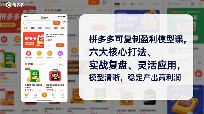 （16952期）拼多多可复制盈利模型课，六大核心打法、实战复盘、灵活应用，模型清晰，稳定产出高利润凯哥轻创网-轻创网-创业网-网创项目资源站-副业项目-创业项目-搞钱项目凯哥轻创网