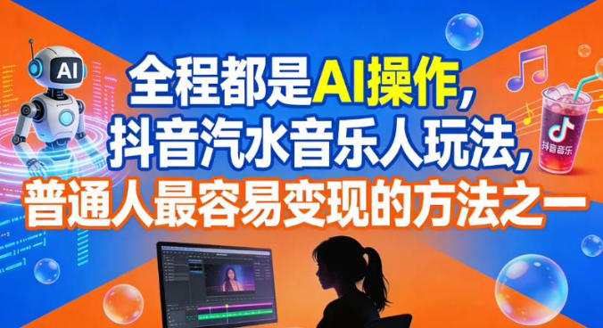 全程都是AI操作，抖音汽水音乐人玩法，普通人最容易变现的方法之一凯哥轻创网-轻创网-创业网-网创项目资源站-副业项目-创业项目-搞钱项目凯哥轻创网