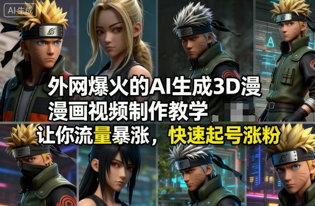 外网爆火的AI生成3D漫画视频制作教学，让你流量暴涨，快速起号涨粉！凯哥轻创网-轻创网-创业网-网创项目资源站-副业项目-创业项目-搞钱项目凯哥轻创网
