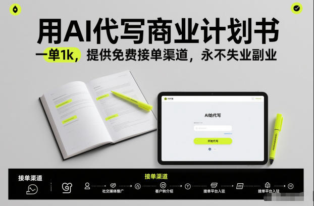用AI代写商业计划书，一单1k，提供免费接单渠道，永不失业副业凯哥轻创网-轻创网-创业网-网创项目资源站-副业项目-创业项目-搞钱项目凯哥轻创网