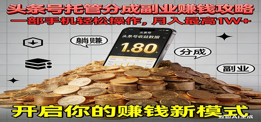 全程托管今日头条，一部手机就可以开干，最高躺赚1W+凯哥轻创网-轻创网-创业网-网创项目资源站-副业项目-创业项目-搞钱项目凯哥轻创网