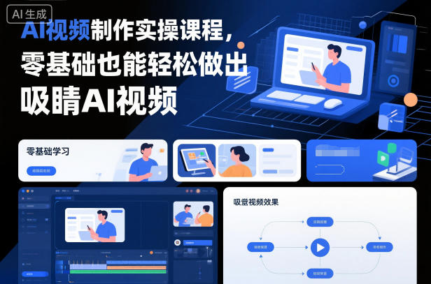 AI视频制作实操课程，零基础也能轻松做出吸睛AI视频凯哥轻创网-轻创网-创业网-网创项目资源站-副业项目-创业项目-搞钱项目凯哥轻创网