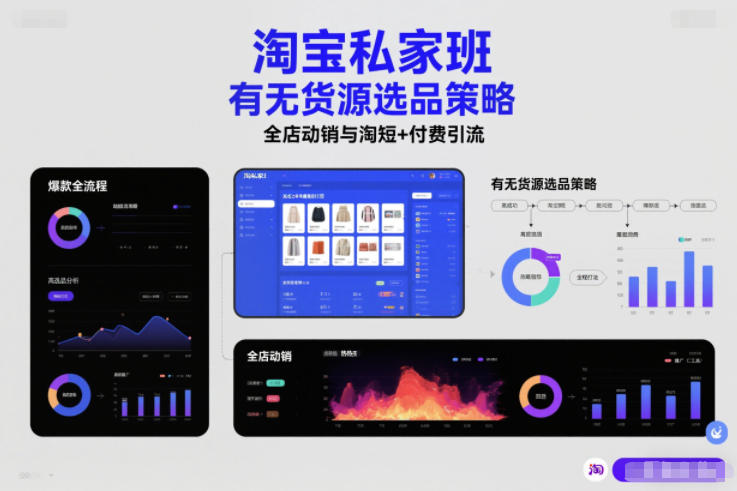 淘宝私家班，有无货源选品策略，高成功率爆款全流程打法，全店动销与淘短+付费引流凯哥轻创网-轻创网-创业网-网创项目资源站-副业项目-创业项目-搞钱项目凯哥轻创网